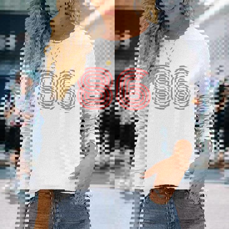 クールなレトロなレタリングジャージ、背番号86 1986 長袖Tシャツ 彼女への贈り物