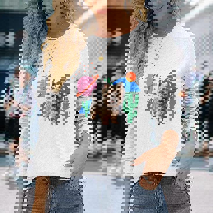 ケアンテリア デザートデザイン犬 長袖tシャツ 長袖Tシャツ 彼女への贈り物