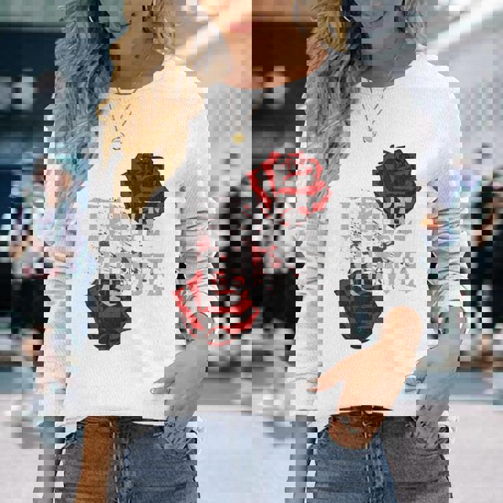 ゴシック ローズ パンク ラブ バレンタイン 学生 ロックミュージック ギグ 長袖tシャツ 長袖Tシャツ 彼女への贈り物