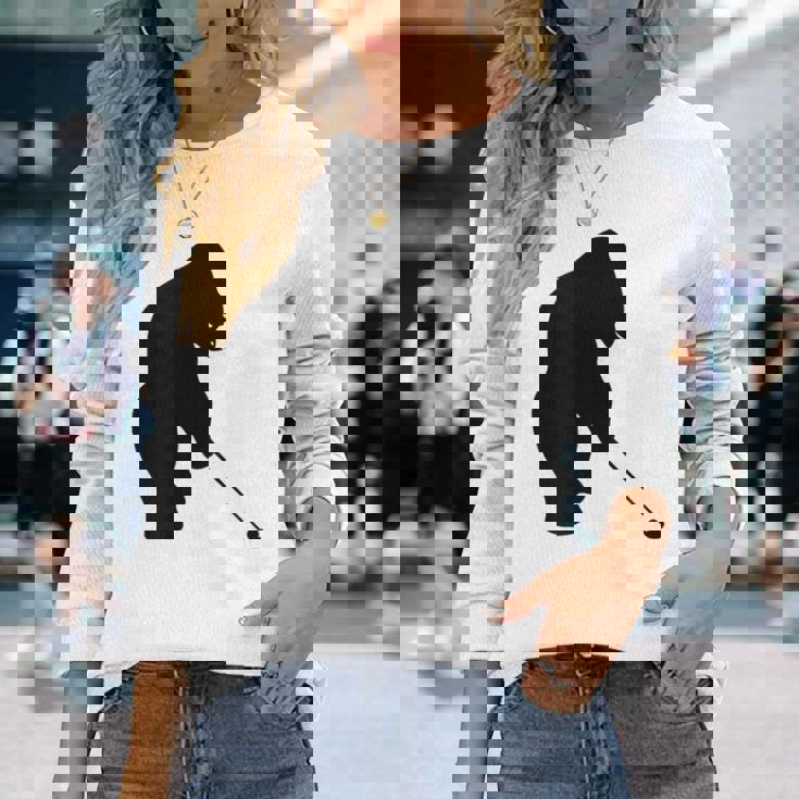 ゴリラゴルフシルエット 長袖Tシャツ 彼女への贈り物