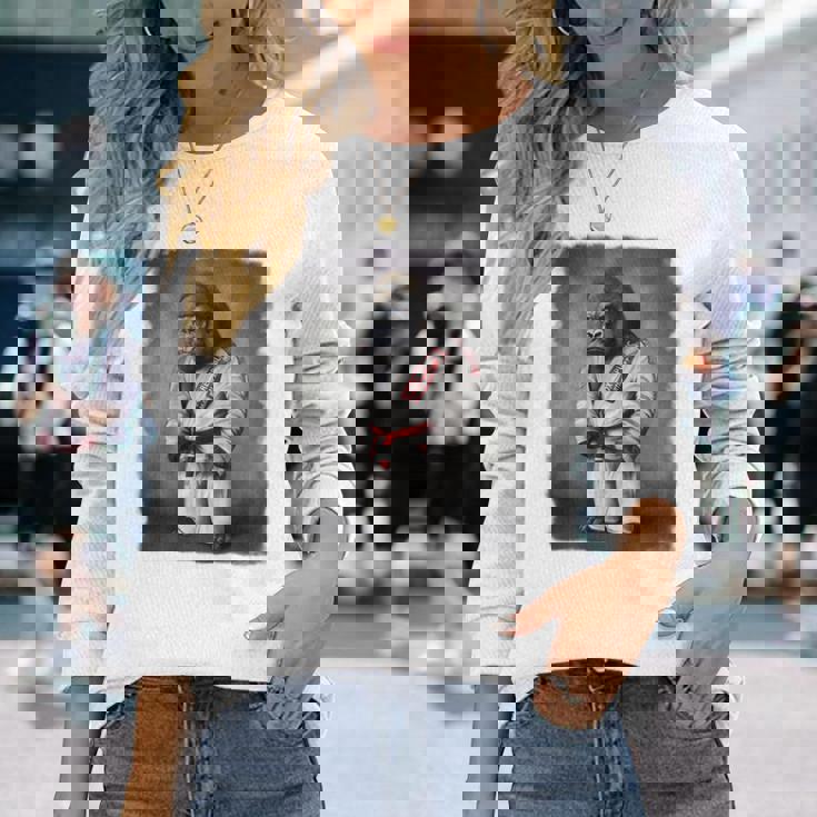 ゴリラ先生 日本の柔道と空手武道 長袖Tシャツ 彼女への贈り物