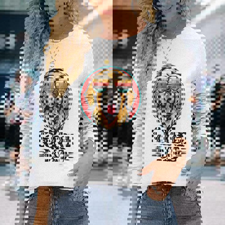 ゴールデンパパヴィンテージゴールデンレトリバー犬のための父親の日 長袖Tシャツ 彼女への贈り物