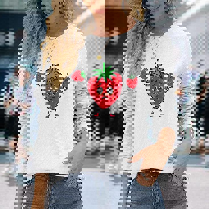サマータイム いちご いちご 果実 果実 ガーデン 長袖Tシャツ 彼女への贈り物