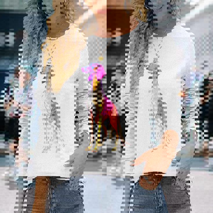 サルーキ 犬 モチーフ ペット 作品 サルーキ 長袖Tシャツ 彼女への贈り物