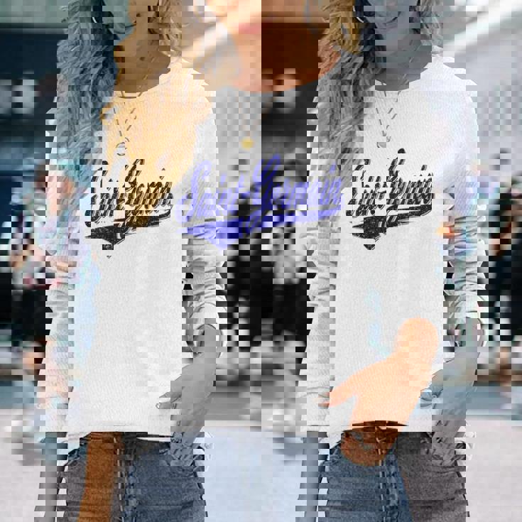 サンジェルマン バーシティ スクリプト クラシック スポーツ ジャージ 長袖Tシャツ 彼女への贈り物