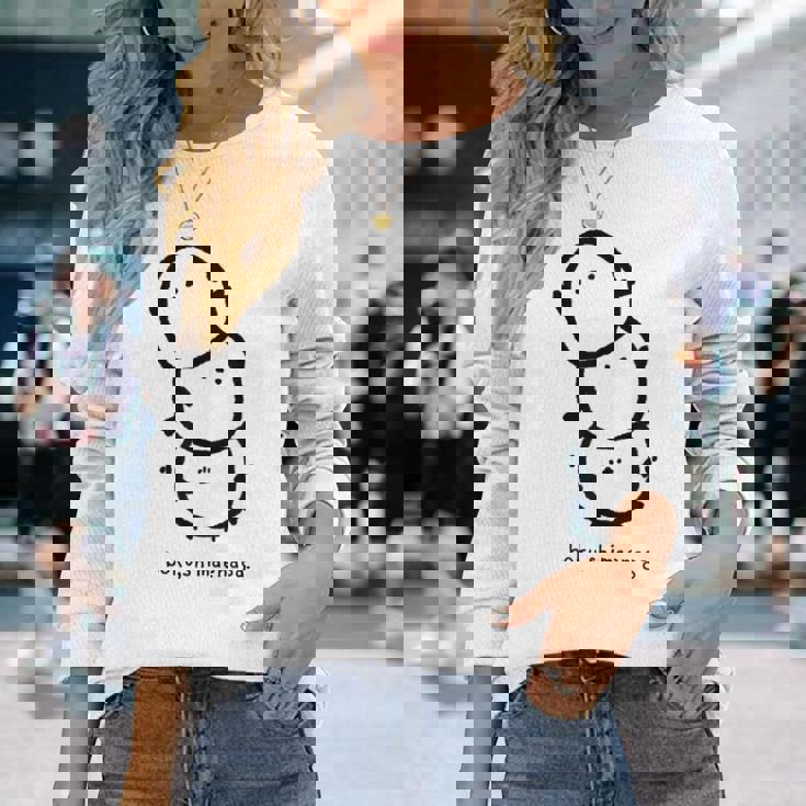 シマエナガ 北海道 雪の妖精 可愛い もふもふ 団子 長袖Tシャツ 彼女への贈り物