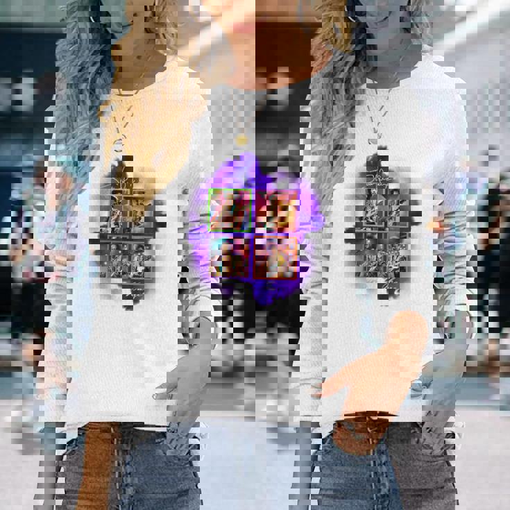 ジミヘンドリックス_004_Back Printed 長袖Tシャツ 彼女への贈り物