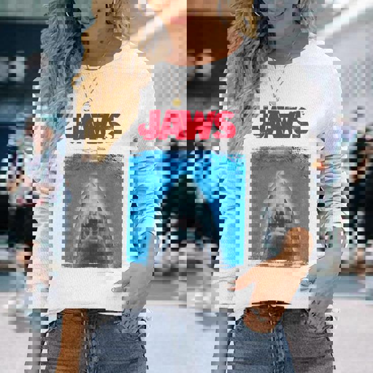 ジョーズ シルエット グラフィック 長袖Tシャツ 彼女への贈り物