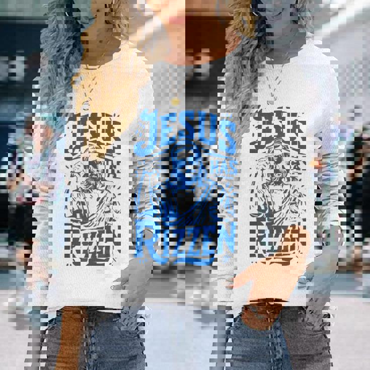 ジーザス・ハズ・リズン・ファニー・ジーザス・ミームリズ・ヤング・クリスチャン 長袖Tシャツ 彼女への贈り物