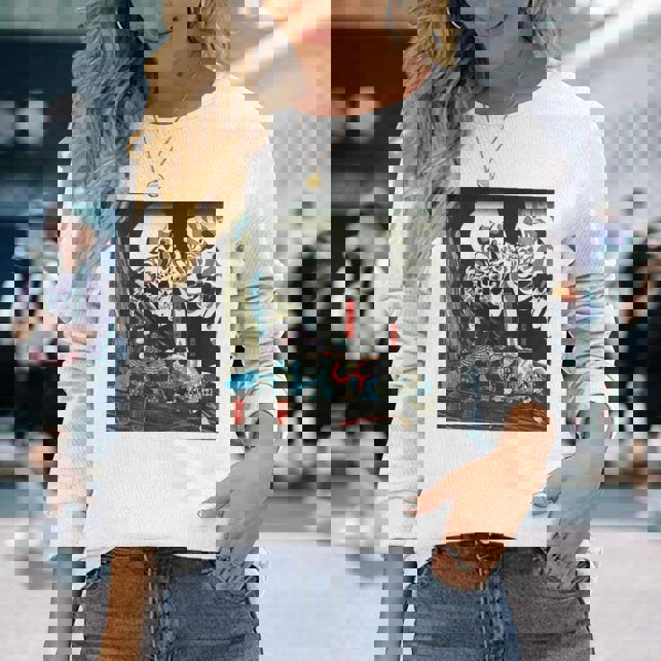 スケルトン 妖怪 歌川 国芳 日本美術 ハロウィン 相馬の古内裏 善知安方忠義伝 バックプリント 長袖Tシャツ 彼女への贈り物