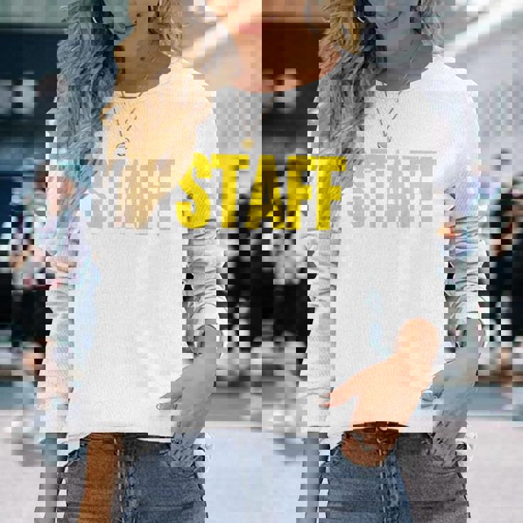 スタッフ イベント コスチューム クルー 音楽祭 バックプリント ワーカー 長袖Tシャツ 彼女への贈り物