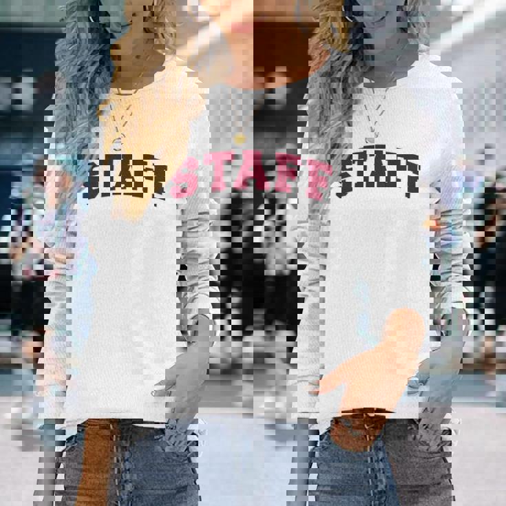 スタッフ スタッフ ギフト イベント 従業員代表チーム バックプリント レッド 長袖Tシャツ 彼女への贈り物