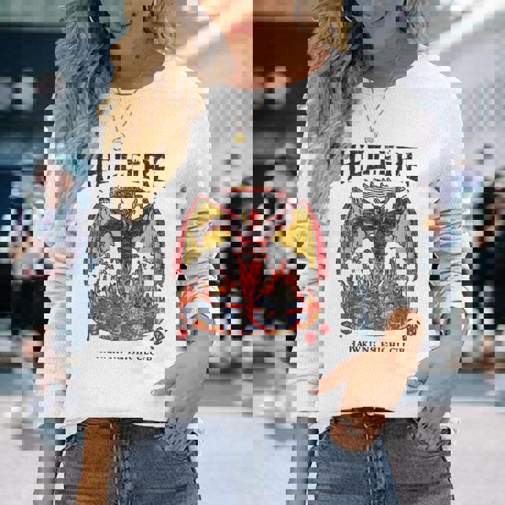 ストレンジャー・シングス ヘルファイア クラブ ポスター ホーキンス ハイ Dnd ギャング 長袖Tシャツ 彼女への贈り物