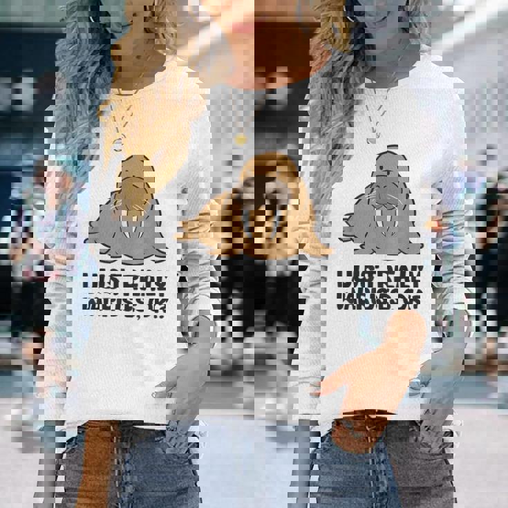 セイウチが本当に好きだよ、いいね？面白いセイウチ 長袖Tシャツ 彼女への贈り物