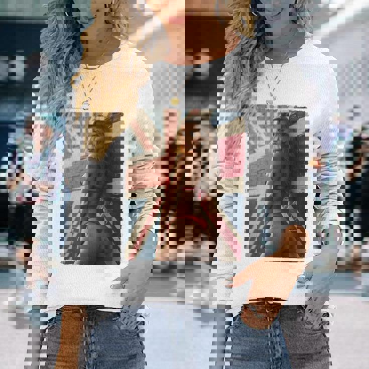 セクシーガールグラフィックtシャツ 「ホットピンナップガール&イギリスの旗」 長袖tシャツ 長袖Tシャツ 彼女への贈り物