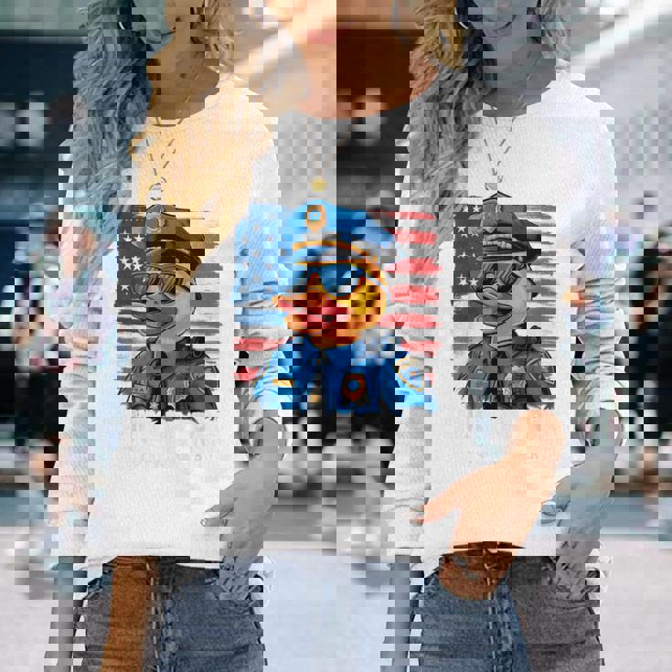 ダックパトロールファニーポリスダック 長袖Tシャツ 彼女への贈り物