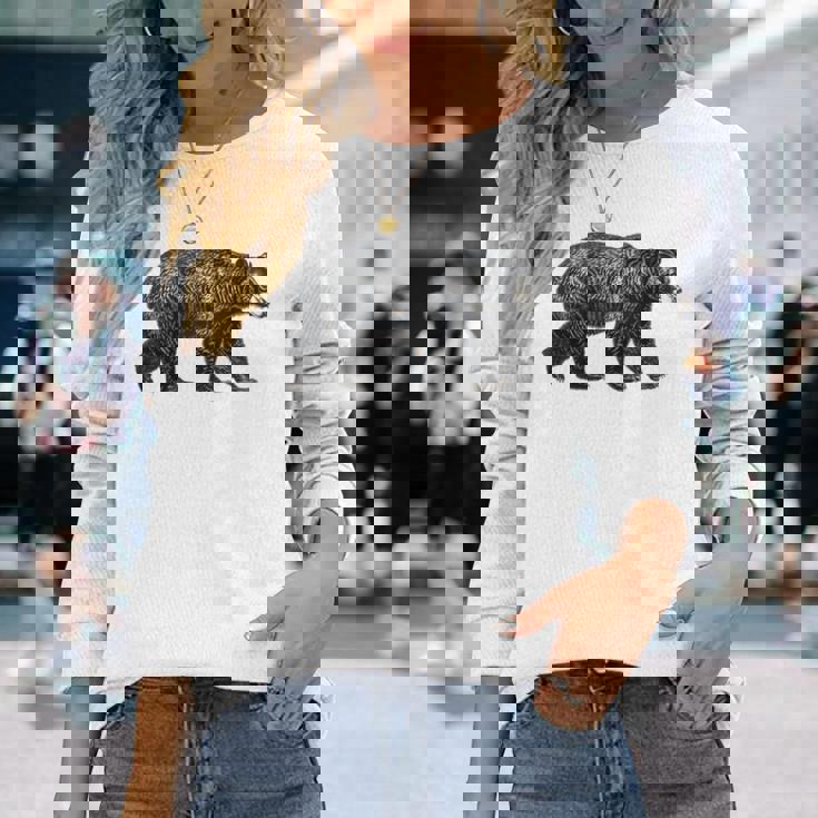 ツキノワグマ 動物愛好家 野生動物 自然 ハイキング ギフト 長袖Tシャツ 彼女への贈り物