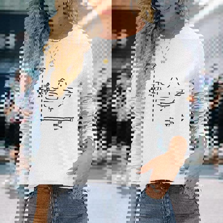 トリックアート うさぎとカモ 兎と鴨 おもしろデザイン だまし絵 兎 鴨 グラフ 長袖Tシャツ 彼女への贈り物