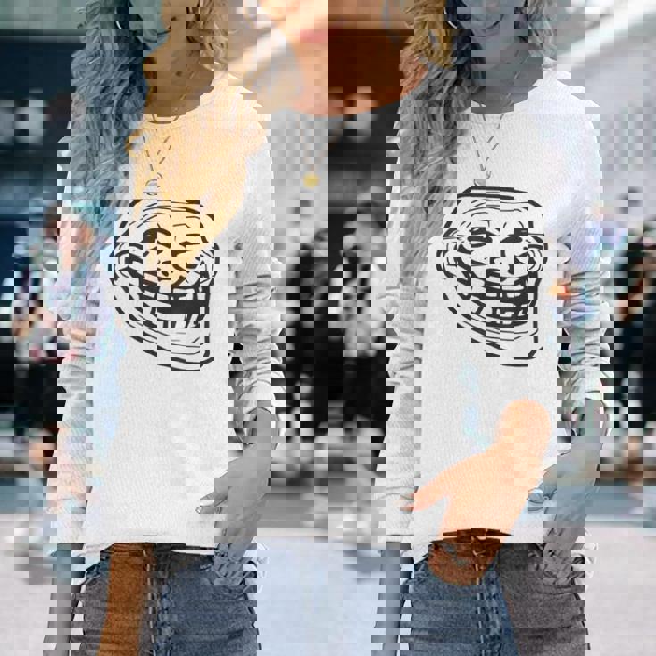 トロールフェイス 長袖Tシャツ 彼女への贈り物