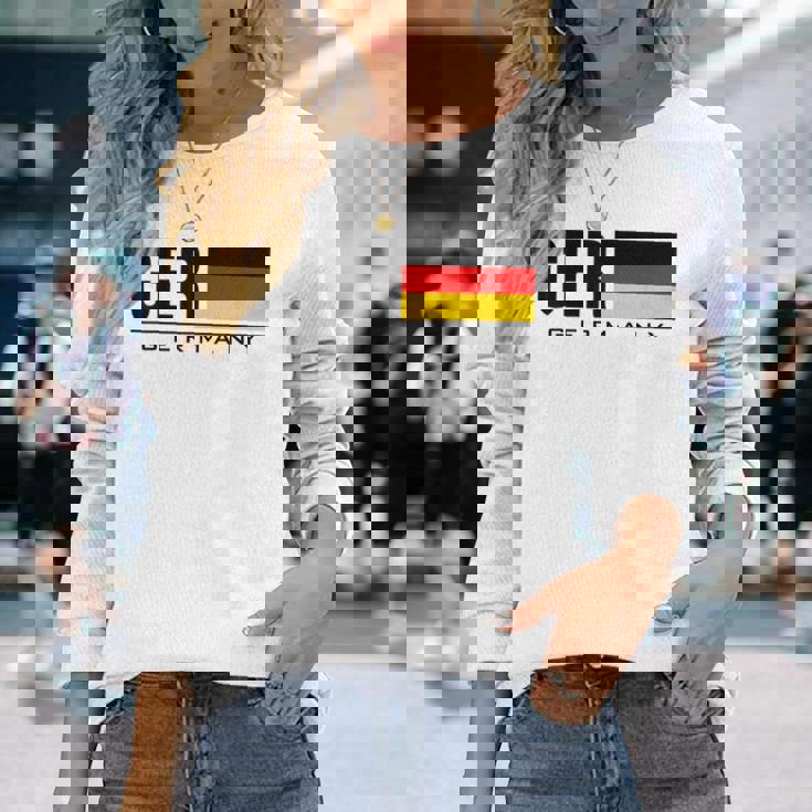 ドイツ 国旗 ドイツ カントリーコード Gerスポーツゲーム アスリート 長袖Tシャツ 彼女への贈り物