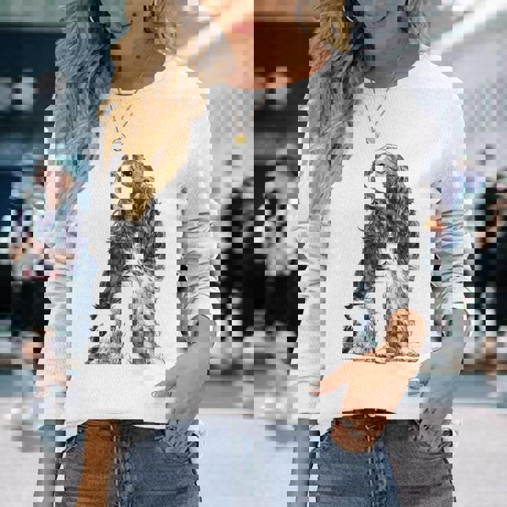 ドッグキャバリアキングチャールズ・スパニエル 長袖Tシャツ 彼女への贈り物