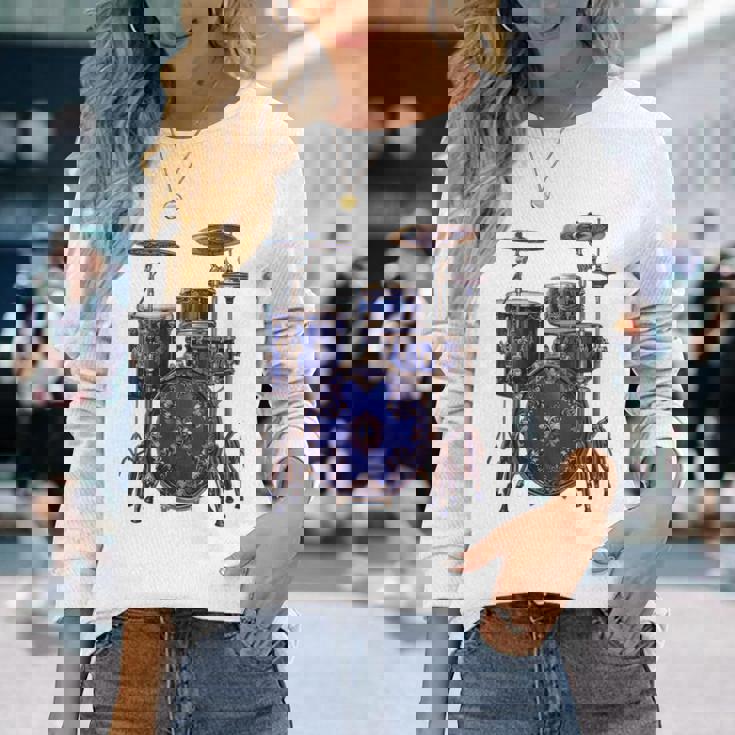 ドラム ドラマー ドラミング ドラム 長袖tシャツ 長袖Tシャツ 彼女への贈り物