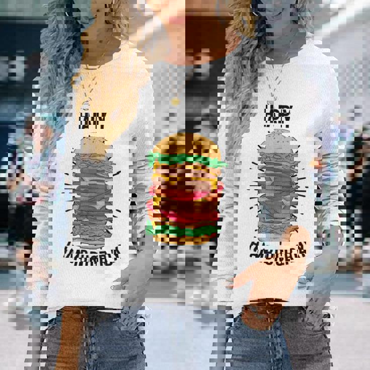 ノベルティ ハンバーガーデー フローズン加工 ミール愛好家 フライドポテト 長袖Tシャツ 彼女への贈り物