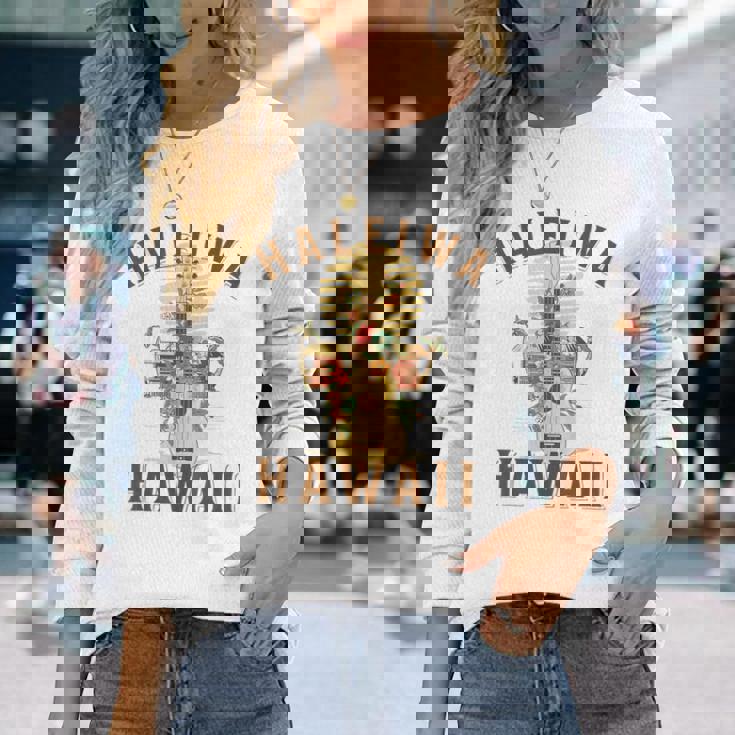 ハレイワ ハワイ ビーチ 夏休み 長袖Tシャツ 彼女への贈り物