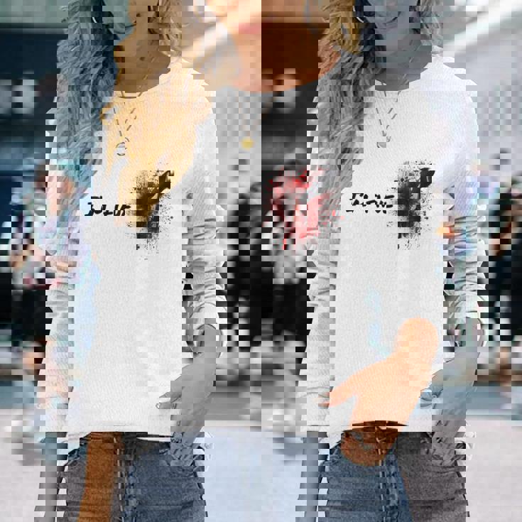 ハロウィンホラー血染み傷＆血傷元気です 長袖Tシャツ 彼女への贈り物