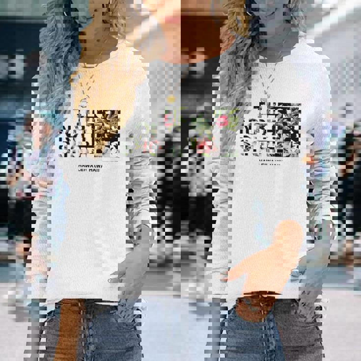 ハワイ ヴィンテージスタイル ノースショア ハレイワ ヤシの木 長袖Tシャツ 彼女への贈り物