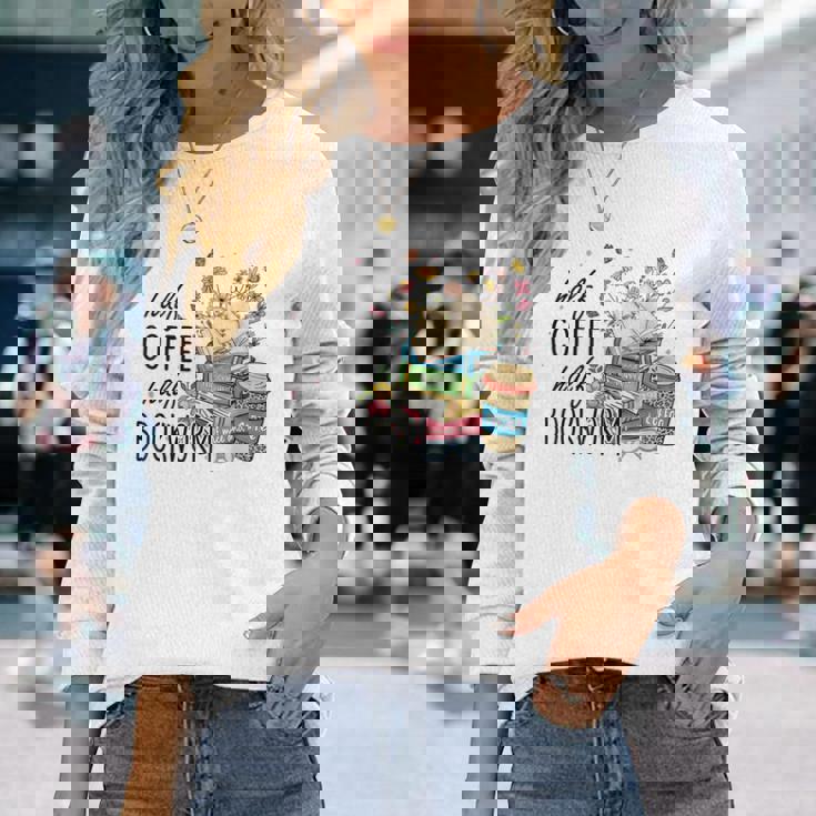 ハーフコーヒー ハーフブックワーム 読書本 コーヒーカップ 長袖Tシャツ 彼女への贈り物