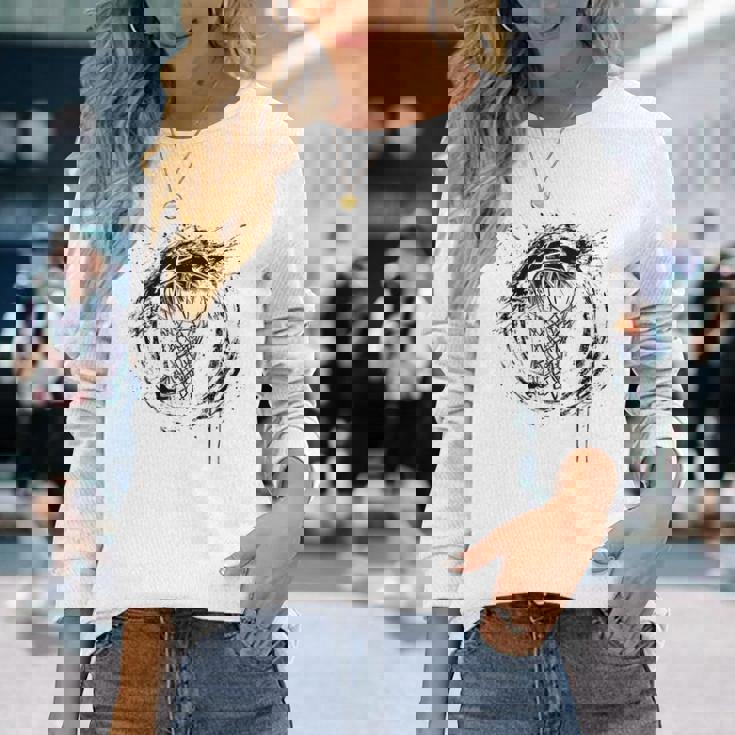 バスケットボールフープグラフィティレジャースポーツ 長袖Tシャツ 彼女への贈り物