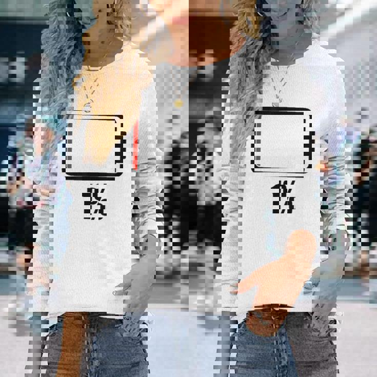 バッテリー1 1残り バッテリー切れtシャツバッテリー低 長袖Tシャツ 彼女への贈り物