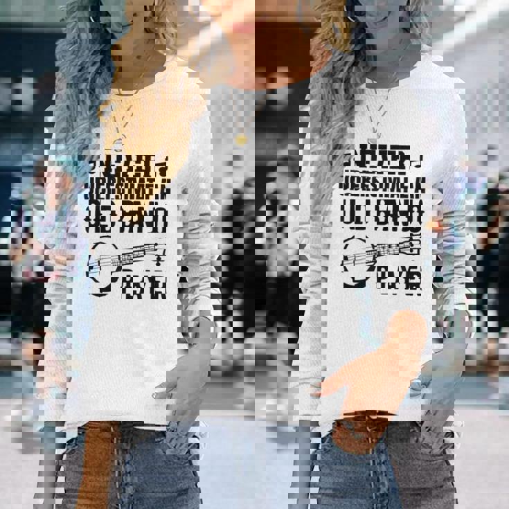 メンズ バンジョーじいさんバンジョーインストラクター 長袖Tシャツ 彼女への贈り物