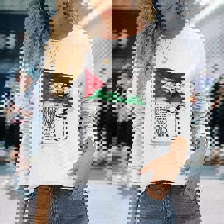 パレスチナフリーパレスチナフリーガザパレスチナ国旗 長袖Tシャツ 彼女への贈り物