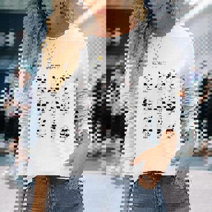 パンダヨガポーズ、パンダは異なるヨガポジションを作ります。 長袖Tシャツ 彼女への贈り物