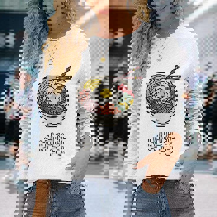 ビビンバボウル 韓国料理 ハングルキャラクター ハングル 長袖Tシャツ 彼女への贈り物