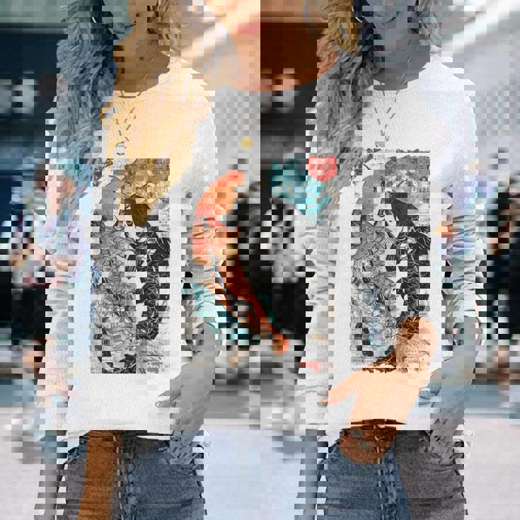 ビンテージ グラフィティ 錦鯉 魚 鯉 長袖tシャツ 長袖Tシャツ 彼女への贈り物