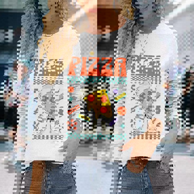 ピザ愛好家 ピザピース 長袖Tシャツ 彼女への贈り物