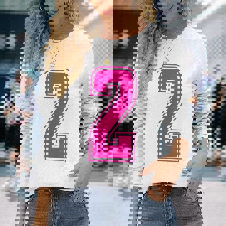 ピンク色背番号 2 チーム短大スポーツピンク色背番号付きユニフォーム 長袖Tシャツ 彼女への贈り物