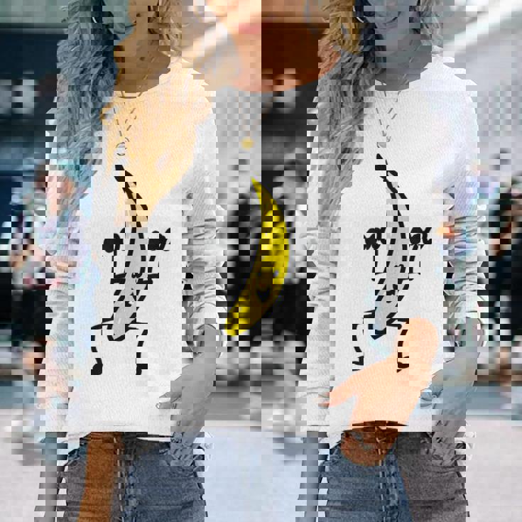 メンズ ファニースティックフィギュア フィットネス バナナダンベル トレーニング 長袖Tシャツ 彼女への贈り物