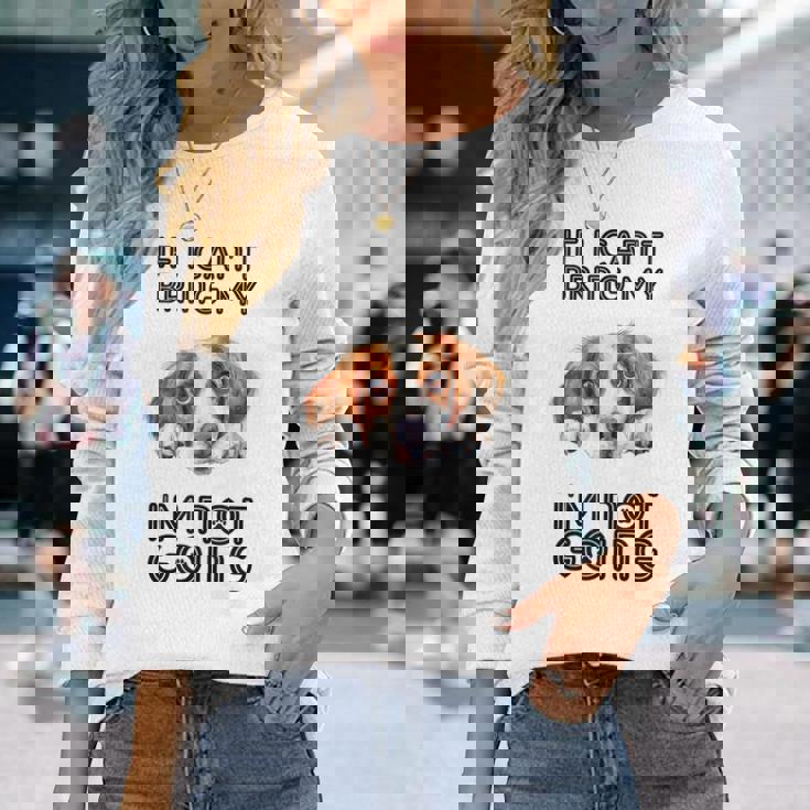 ブリタニー・スパニエル犬を連れて行けないなら行かない 長袖Tシャツ 彼女への贈り物