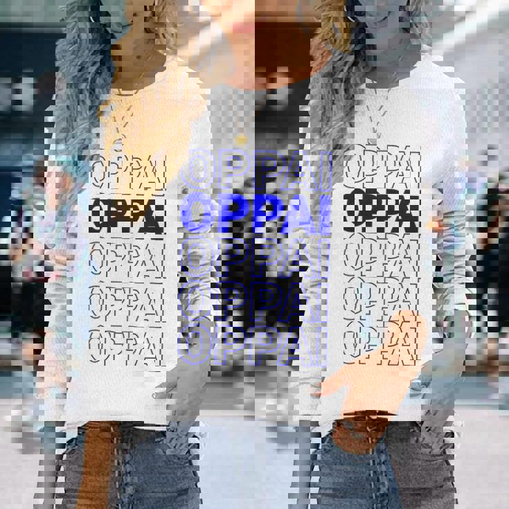 ブルーオッパイの言葉 面白いアニメ漫画 長袖Tシャツ 彼女への贈り物