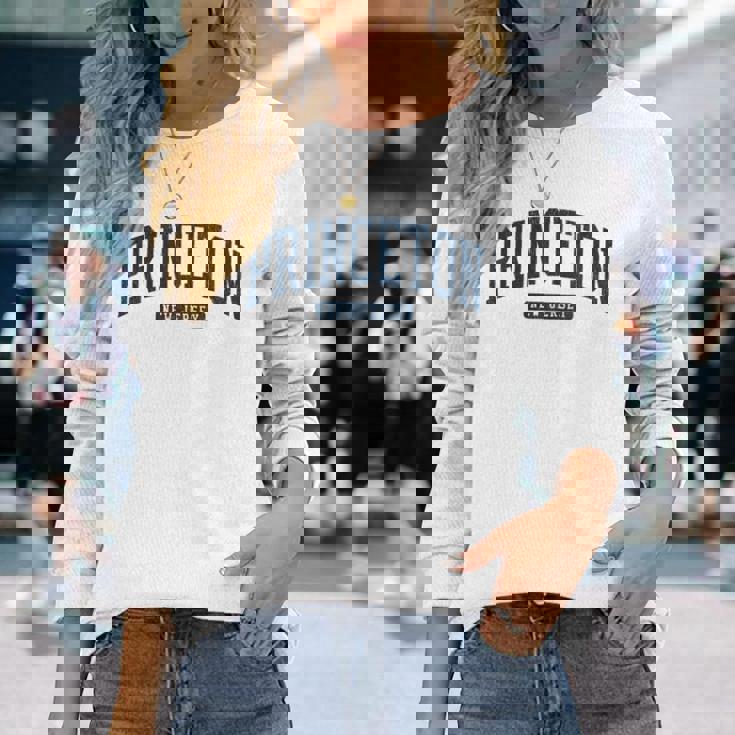 プリンストン ニュージャージー Nj カレッジ大学スタイル ブルー 長袖tシャツ 長袖Tシャツ 彼女への贈り物