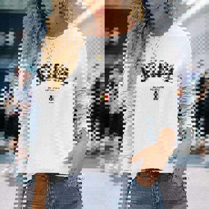 ベルギー ベルギー ベルギー国旗 愛国的 国家的お土産 長袖Tシャツ 彼女への贈り物