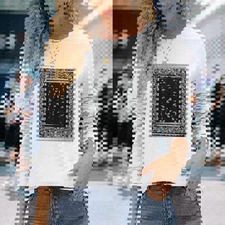 ホワイトブラックバンダナプリントtシャツ ペイズリー柄 長袖Tシャツ 彼女への贈り物