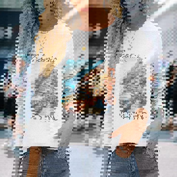 ポジターノ イタリア 旅行 冒険 ミート・ミー・イン・ポジターノ 長袖Tシャツ 彼女への贈り物