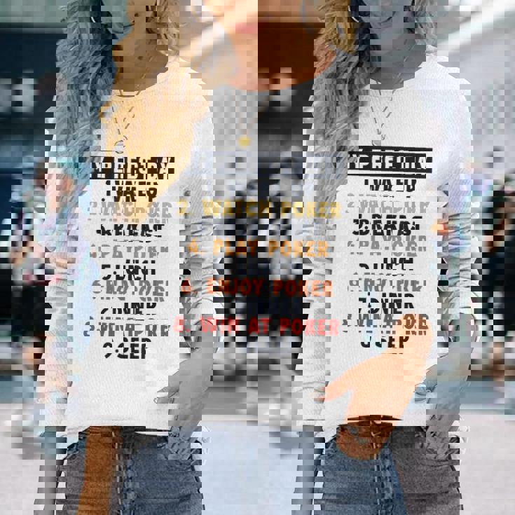 ポーカー パーフェクトデイ ポーカーハンド テキサスホールデムプレーヤー ポーカー 長袖Tシャツ 彼女への贈り物