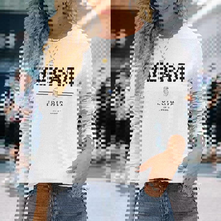 マイアミ フロリダ マイアミ旅行 ヴィンテージ マイアミ フロリダ ギフト 長袖Tシャツ 彼女への贈り物