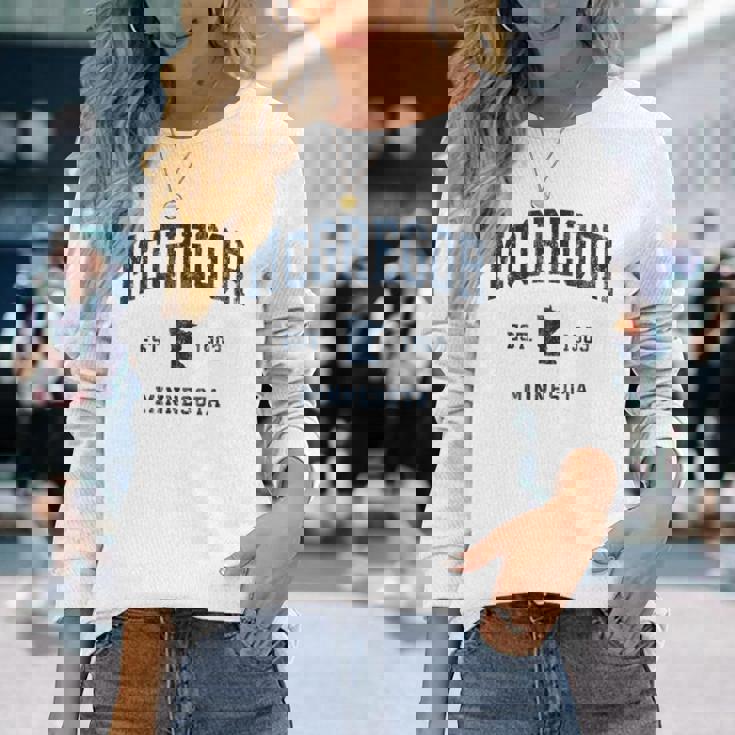 マクレガー ミネソタ Mn ヴィンテージ アスレチック ネイビー スポーツデザイン 長袖Tシャツ 彼女への贈り物
